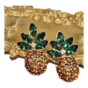 Women's Earrings Pineapple Earrings For Pierced Rhinestone Stud Green & Yellow